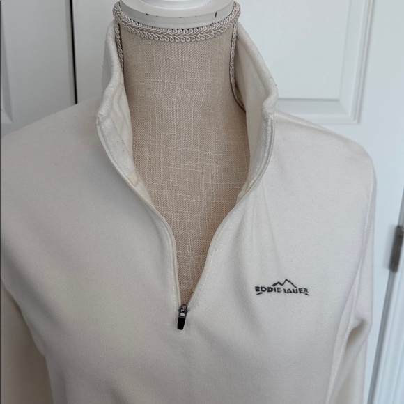 Eddie Bauer Cream Quarter-Zip Fleece - Picture 2 of 6